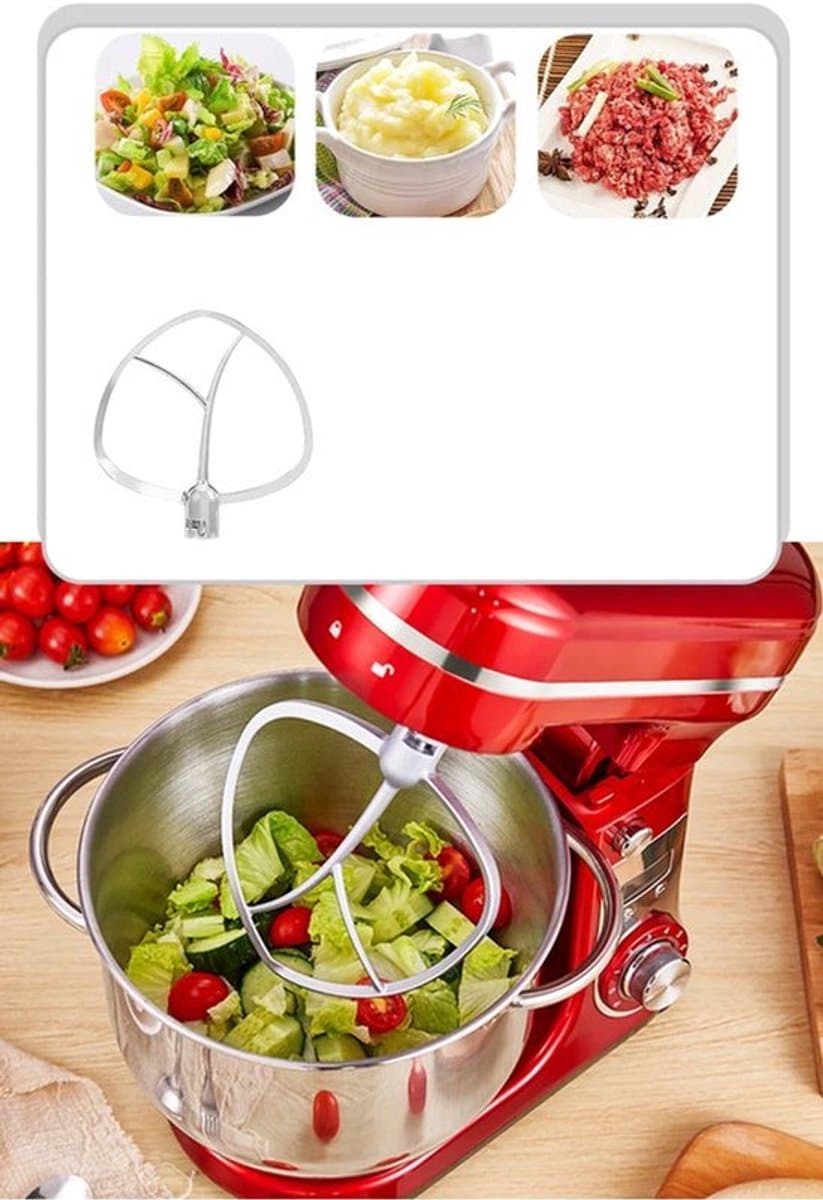 Keukenmixer – Keukenmachine - Keukenrobot - Foodprocessor - 6L - 2000W - Krachtige & Stille Motor – 6 Snelheden – Met Roestvrijstalen Kom – Metal Gray — afbeelding 1