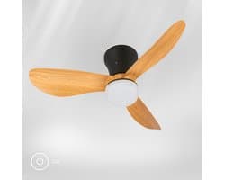 BRILONER Lufito - Plafondventilator met verlichting - LED plafondlamp met ventilator - zomer- en wintermodus - ventilatorlamp dimbaar - CCT - Ø78cm - zwart/hout