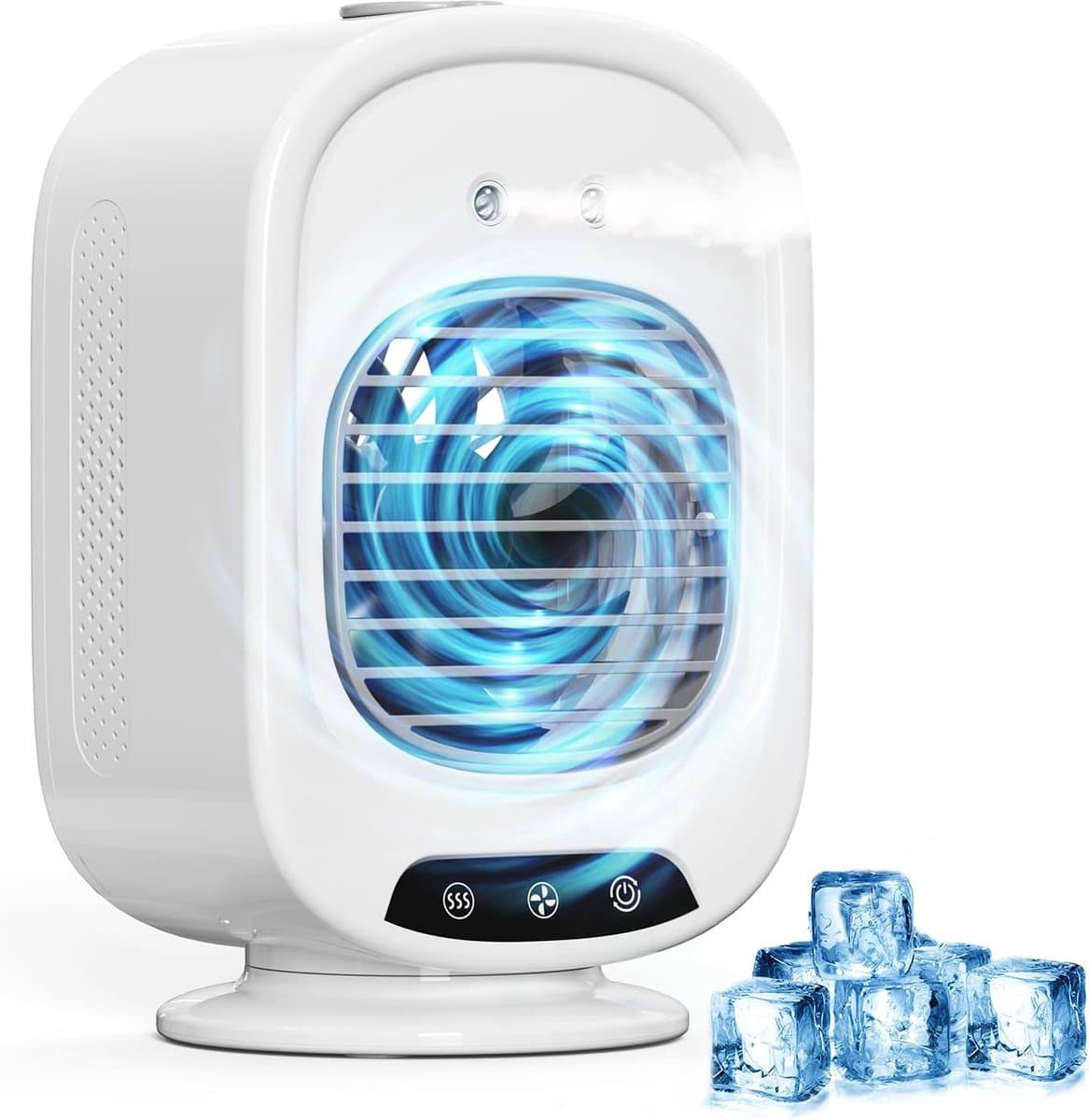 Mobiele Airco - Aircooler - Mobiele Airco Zonder Afvoer - Mini Ventilator - Energiezuinige Koeler met Drie Snelheden - 2 luchtbevochtingsstanden - Ventilator Oplaadbaar USB - Draagbare Mobiele Airco Cooler voor Slaapkamer, Keuken en Badkamer — afbeelding 1