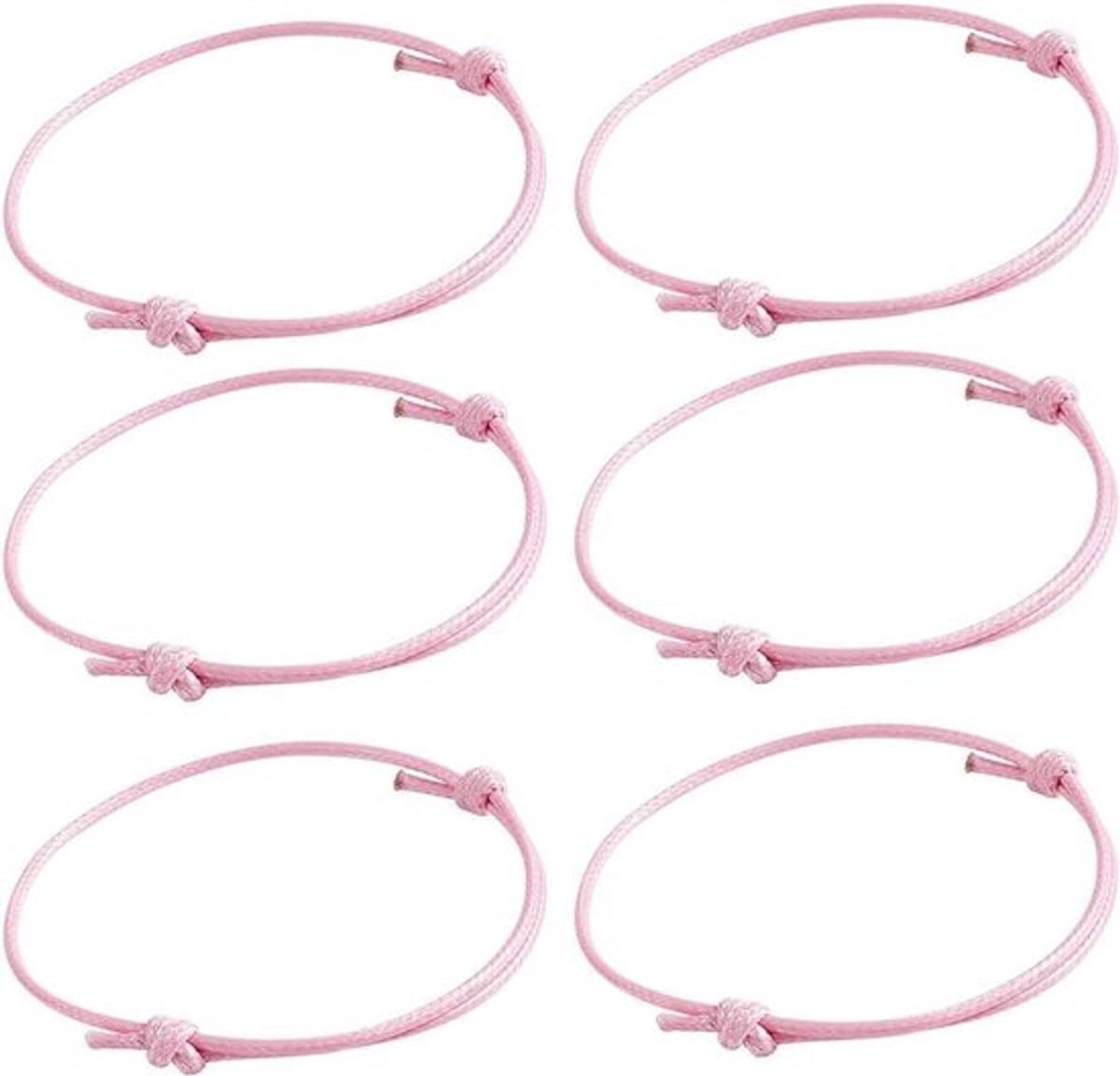 50 stuks handgemaakte Koreaanse gewaxte polyester armbanden in roze, verstelbaar en ideaal als vriendschapsarmbanden voor dagelijks draagcomfort — afbeelding 1