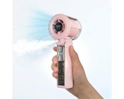 LISM-Mini handventilator met vernevelingsfunctie, 3000mAh oplaadbare draagbare ventilator, ondersteunt 100 snelheidsinstellingen, slimme timer, perfect Geschikt voor zomerse strandconcerten, ideaal cadeau Geschikt voor vrouwen (roze).