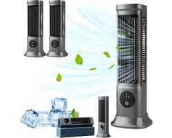 Torenventilator voor op het bureau, stille ventilator zonder bladen met 3 snelheidsstanden, 3D-luchtstroom met brede hoek, verstelbare voet, compacte luchtkoeler/ventilator voor slaapkamer en kantoor