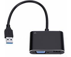 USB naar Dual HD VGA Adapter - Externe Beeldscherm Adapter - Werk Efficiëntie Vergroten - Ondersteunt 2 Beeldschermen