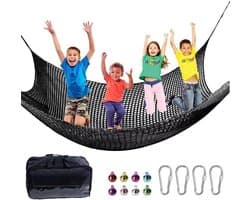 valbeschermingsnet, klimnet voor kinderen en buiten, 4 mm dik touw, gaten van 4 cm, voor valbescherming buiten, speelplaats, buiten en binnen (zwart, 3 x 3)