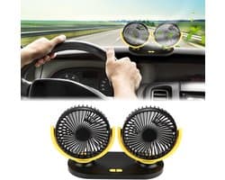 Auto Ventilator USB - Dubbele Autoventilator met 3 Snelheden - Verstelbare Koelventilator voor Auto Vrachtwagen Camper Caravan en Bureau
