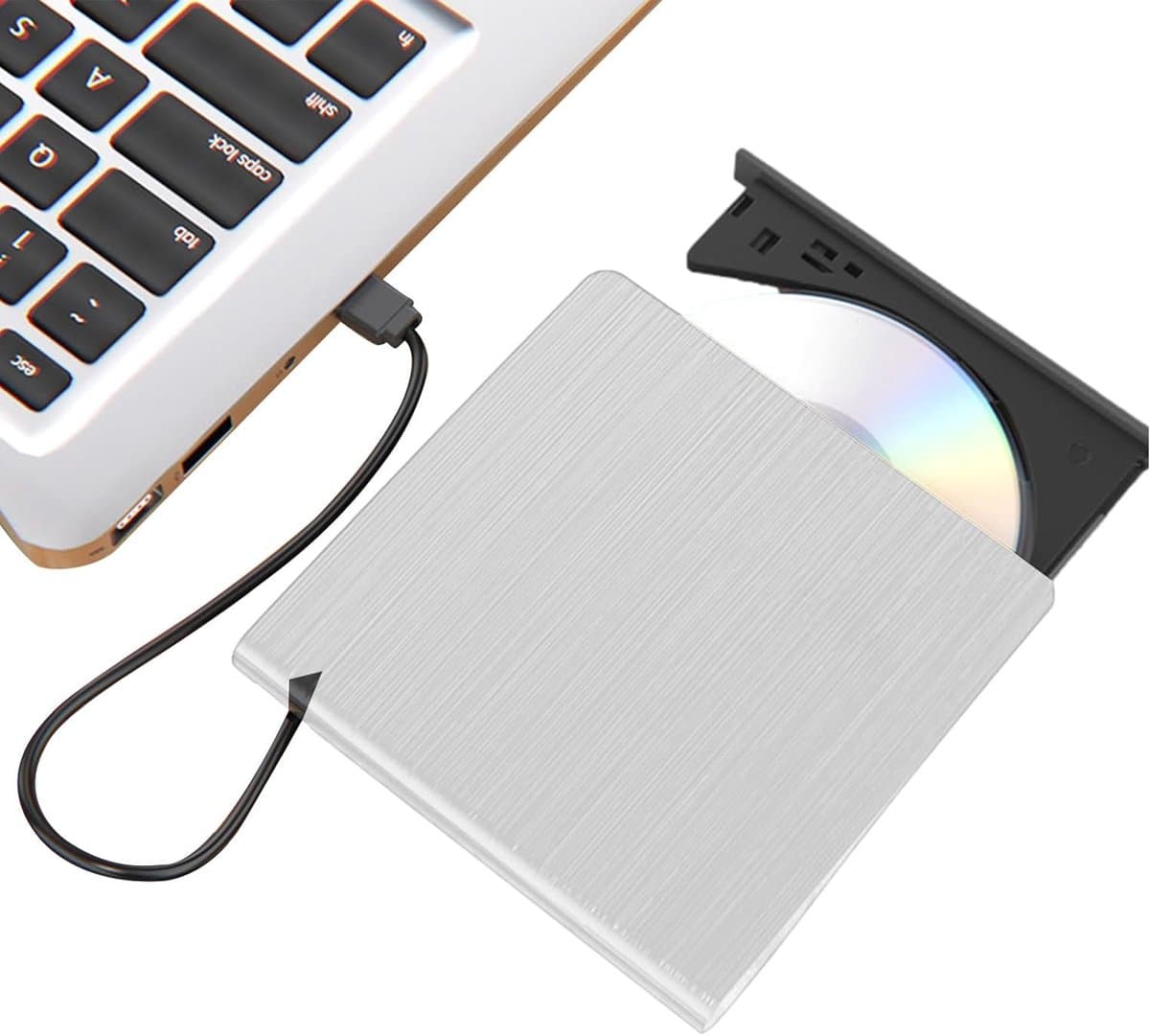 Externe schijfaandrijving - Disc reader writer - Data overzetten - Hoge snelheid USB 3.0 - Compact formaat - Wit — afbeelding 1