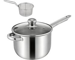 Mini Friteuse - Friteuse met mand - Thuis koken - Roestvrij staal - 38x19.5x13cm - Zilver