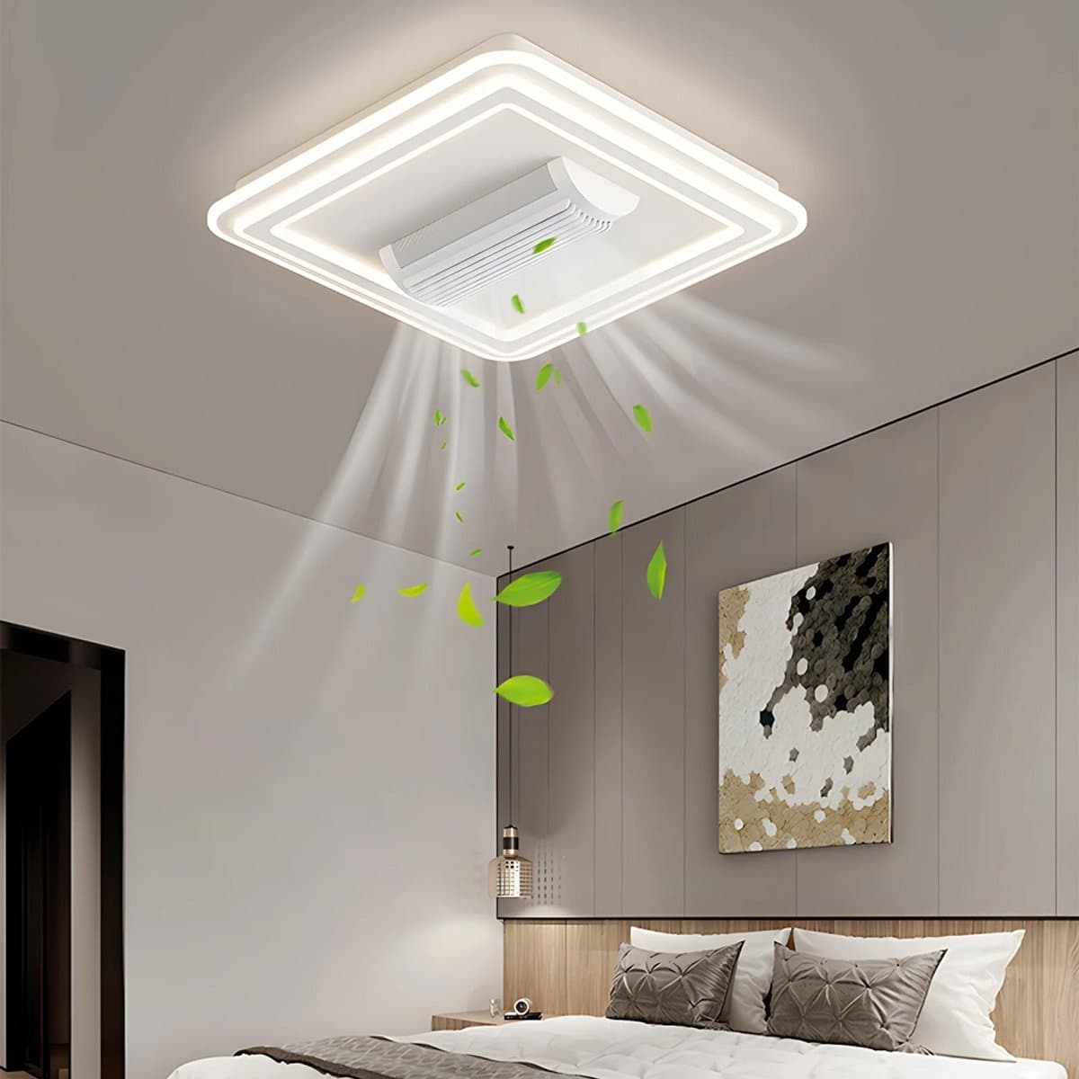 Plafondventilator - Bladloos - 6 Standen - Ventilator - Dimbaar Met Afstandsbediening - Wit - 64 cm - Bladloze Plafondventilator - Moderne lamp - Plafonniere — afbeelding 1