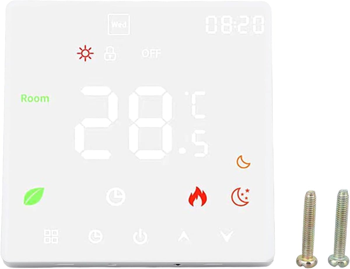 Slimme Thermostaat - Digitale Vloerverwarmingsthermostaat - Energie Besparen - Touchscreen Bediening - 86 x 86 mm - Wit — afbeelding 1