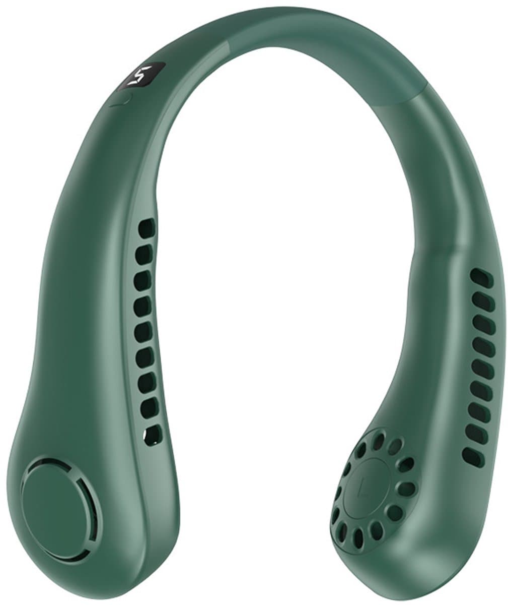 Draagbare nekventilator, 5000 mAh, USB oplaadbaar, persoonlijke nekventilator, 5 snelheden (groen) — afbeelding 1