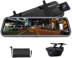 SnelShoppen - Spiegel-dashcam met achteruitrijcamera, 10 inch touchscreen, FHD 1080P, autocamera met 170 graden groothoek en nachtzicht, inclusief 10