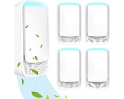 Plug-in luchtreiniger - Negatieve ionentechnologie, stille werking voor thuisgebruik, negatieve ionenluchtreiniger voor slaapkamer, kantoor, dierenkamer, badkamer, wit - 4-pack