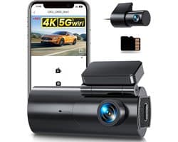 SnelShoppen - GKU 4K Dashcam Voor en Achter, WiFi Dashcam Auto met 64GB SD-Kaart, Dual Auto Camera met Parking Monitor, Nachtzicht, WDR, 170° Brede Ho