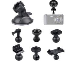 SnelShoppen - Car Suction Cup voor Dash Cam Houder - 360° Rotatie met 6 Adapters - Geschikt voor Navigatieapparatuur, Camera's, Voorruiten en Dashboar