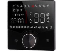 Slimme Thermostaatknoppen - Temperatuurregelaar - Verwarming Regelen - LCD Kleurendisplay - 88mm - Zwart