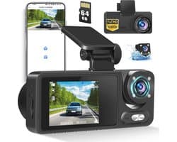 1080P Dashcam met WiFi en App Controle, Infrarood Nachtzicht, G-Sensor en 64GB SD Kaart