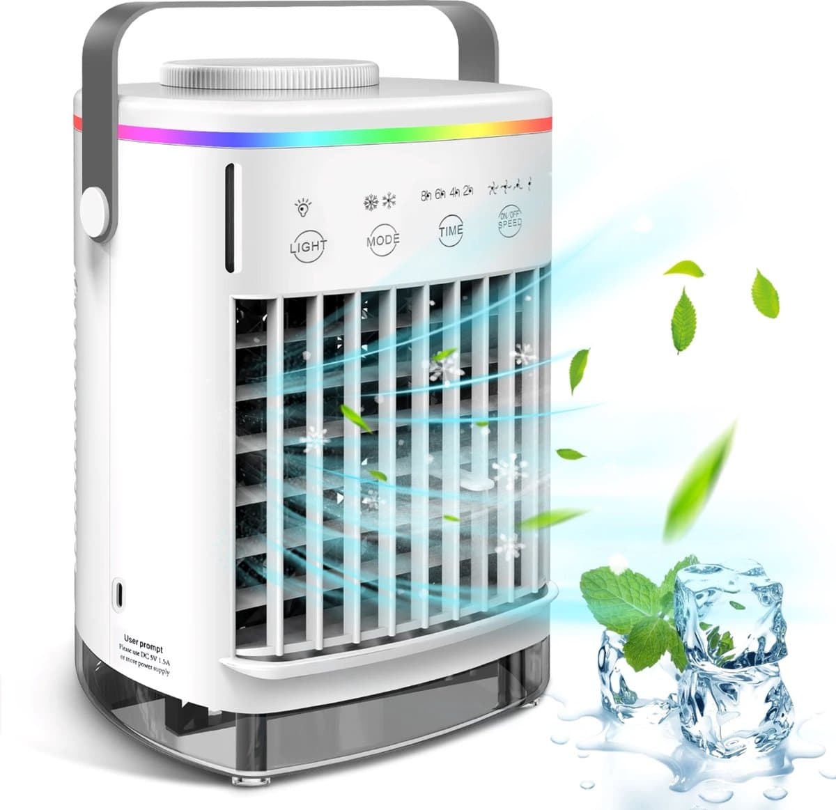 Portable Mini Airco - Air Cooler Met Verlichting - Energiezuinig - Airco Zonder Afvoerslang - Luchtkoeler - Nachtmodus - Draagbare Luchtkoeler — afbeelding 1