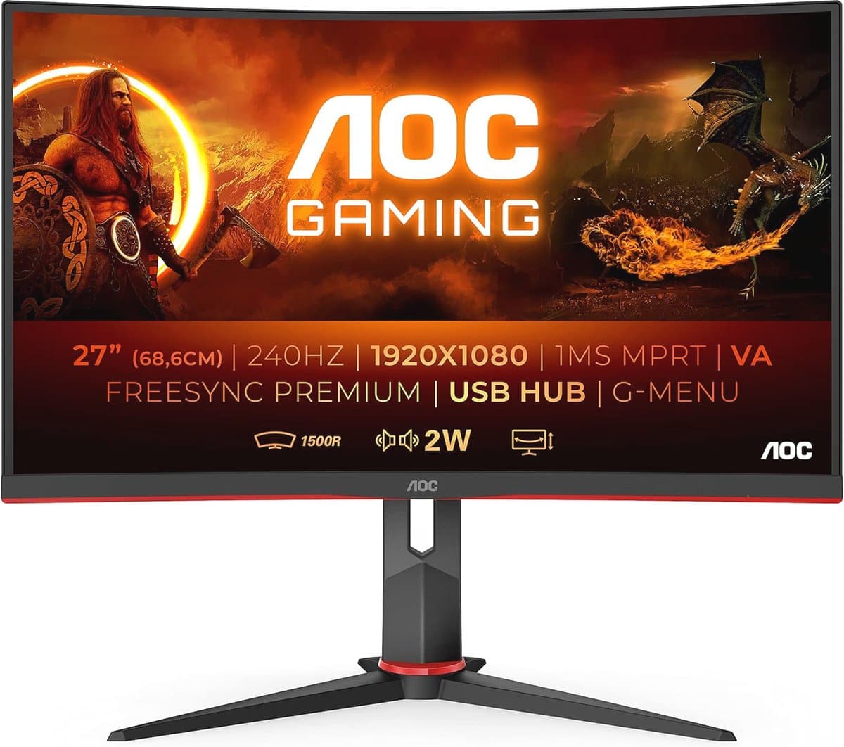 Gebogen Gamingmonitor 68 cm (27") - FHD, 240 Hz, 0,5 ms, FreeSync, HDMI, DisplayPort — afbeelding 1