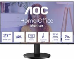 AOC 27B3CF2 - Full HD USB-C Monitor - 65w - 100hz - 1ms - FreeSync - Speakers - 27 inch