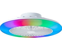 Brilliant Salerno - Plafondventilator - Met verlichting - LED 40W - Wit en RGB kleuren - Dimbaar - Wit - Zeer stil