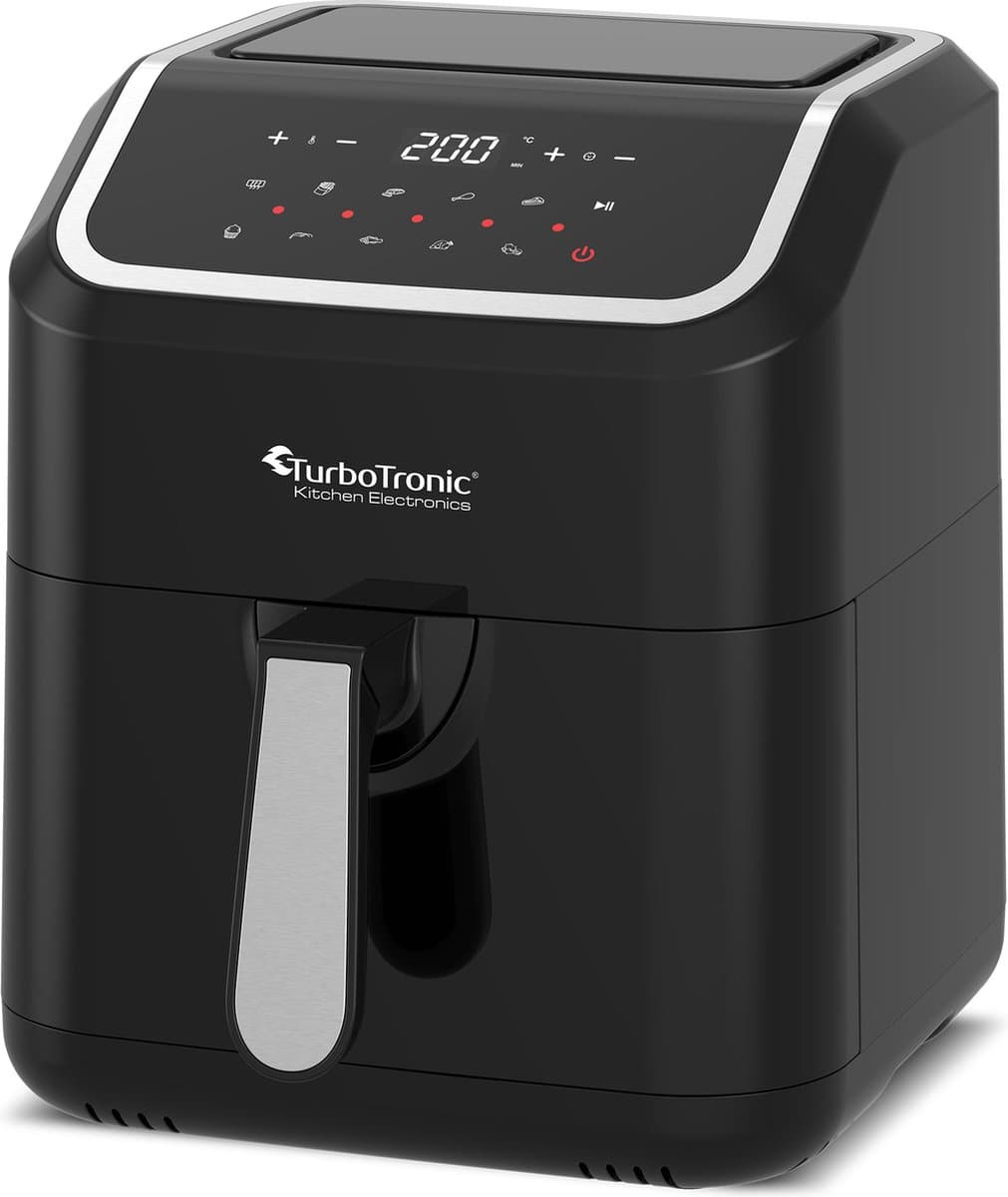 Turbotronic Airfryer XL AirChef - 5L - 1600W - Heteluchtfriteuse - Dual Heating - 50ºC tot 200ºC - 10 Kookprogramma's - Zwart — afbeelding 1