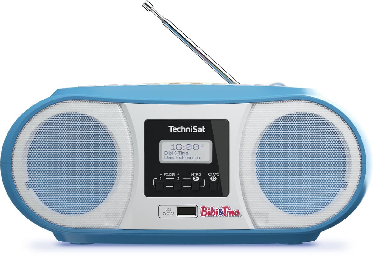 TechniSat DIGITRADIO 1990 - Stereo-boombox met DAB+/FM-radio en CD-speler (Bluetooth-audiostreaming, hoofdtelefoonaansluiting, USB, AUX in, oplaadfunctie, klok, 2 x 1,5 watt uitgangsvermogen) — afbeelding 1