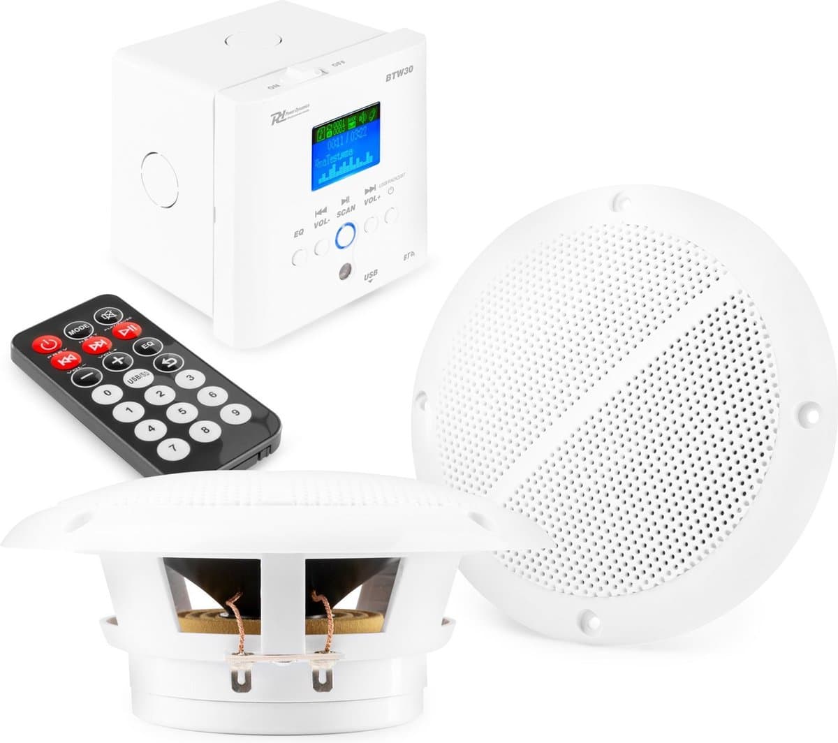 Inbouw speakers plafond Bluetooth - Complete set voor o.a. badkamer, etc. - Met inbouw versterker — afbeelding 1