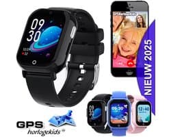GPSHorlogeKids© - smartwatch kinderen - GPS horloge kind – kleinste model 2025 – kinder smartwatch - 4G videobellen - spatwaterdicht - SOS alarm - incl. SIM - PAX Zwart