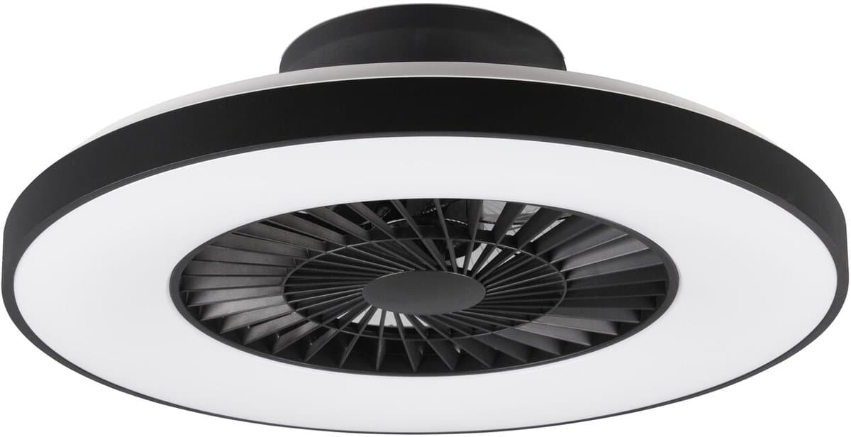 REALITY HALMSTAD - Plafondventilator - Zwart mat - incl. 1x SMD 40W - Drie snelheidsniveaus - Geïntegreerde dimmer - Aanpasbare lichtkleur - Traploos dimmbaar - Afstandsbediening — afbeelding 1