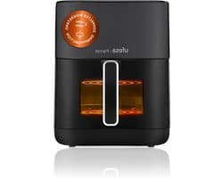 Heteluchtfriteuse met Stoom - Airfryer Dubbele Weerstand - Gezond Koken - Stoomfunctie voor Sappigheid - 6 Liter Capaciteit - Zwart Inox