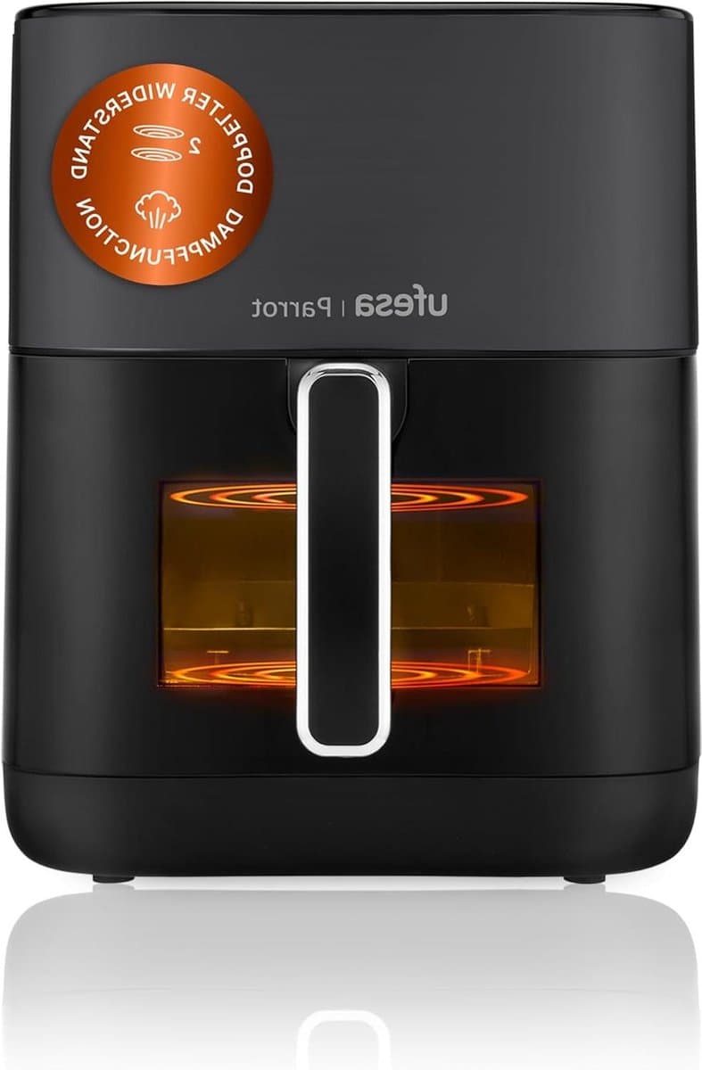 Heteluchtfriteuse met Stoom - Airfryer Dubbele Weerstand - Gezond Koken - Stoomfunctie voor Sappigheid - 6 Liter Capaciteit - Zwart Inox — afbeelding 1