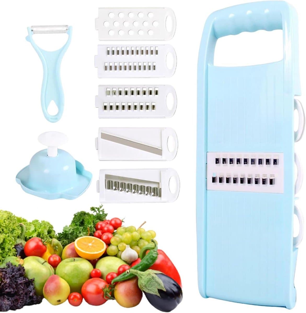 Keuken Groente Hakker - Keukenmachine Gadget - Maaltijd Voorbereiding - Anti-Slip Grip - 32 x 11 x 13 cm - Blauw — afbeelding 1