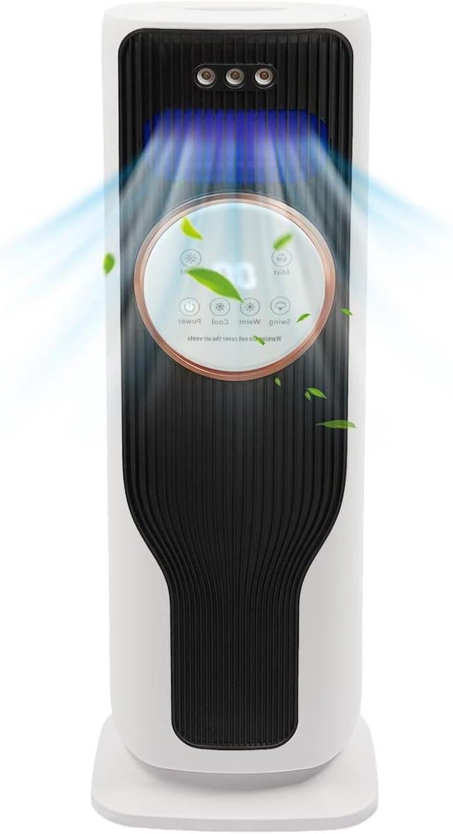 Ventilator Zonder Bladen - Luchtkoeler Verwarmer - Klimaat Beheersing - Multifunctioneel Apparaat - 85 cm Hoog - Wit Zwart — afbeelding 1