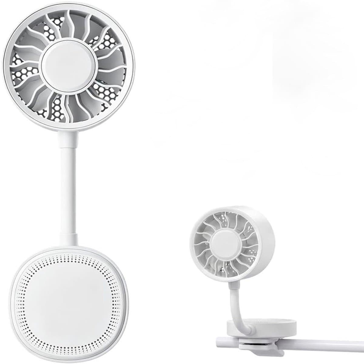 KZQ Magnetische Telefoonventilator 2 In 1 Oplaadbaar Compact Met Clip Persoonlijke Ventilator En Telefoonhouder 3 Snelheden Wit — afbeelding 1