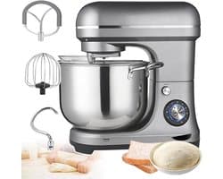Keukenmixer - Deegmixer Bakmachine - Bakken en Koken - Krachtige 2000W Motor - 10L Kom - Zilver