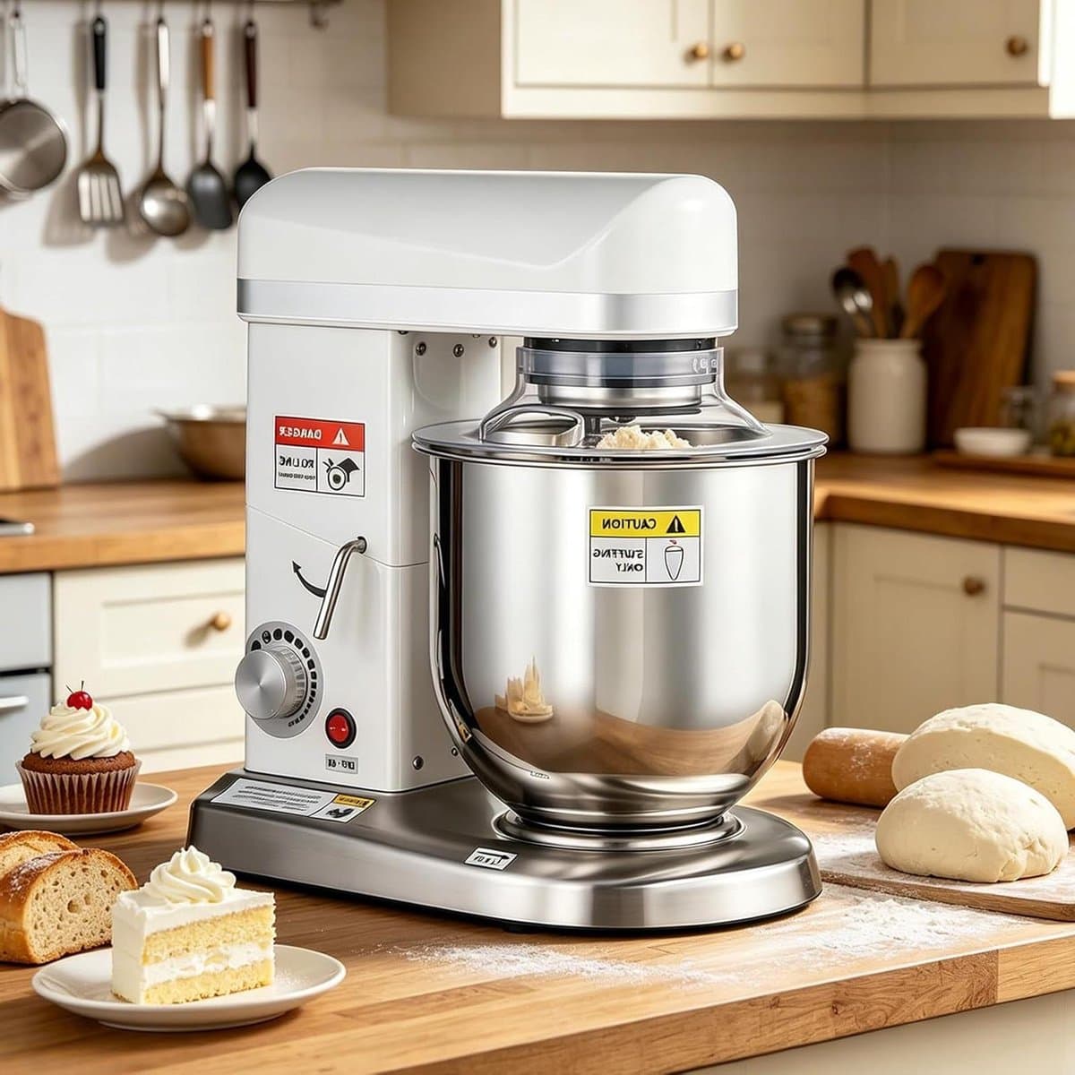 Keukenmixer Standmixer - Bakmachine Deegmixer - Bakken Koken - 3-in-1 Multifunctioneel - 7L Kom - Zilver — afbeelding 1