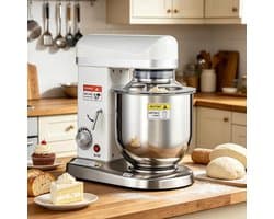 Keukenmixer Standmixer - Bakmachine Deegmixer - Bakken Koken - 3-in-1 Multifunctioneel - 7L Kom - Zilver