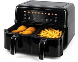 Heteluchtfriteuse Duo - Dubbele Friteuse - Gezond Frituren - Rapid-Air Technologie - 9 Liter - Zwart Zilver