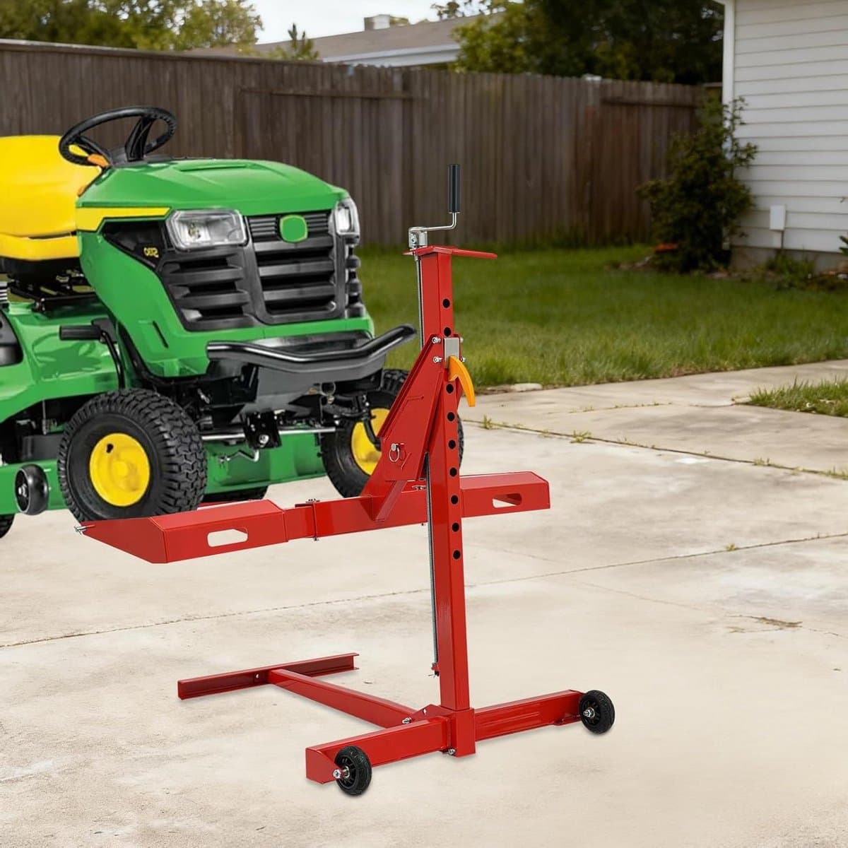 Grasmaaier Hefbok - Hefbrug Tuintractor - Onderhoud Reparatie - Verstelbare Lengte - 450lbs Capaciteit - Zwart Rood — afbeelding 1