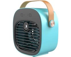 Mobiele Airco Alternatief - Mini Aircooler met Water - Draagbare Koelventilator met 4000 mAh Batterij - Tafelventilator en Luchtkoeler voor Bureau, Slaapkamer, Auto en Kamperen - 3 Windsnelheden - Type-C - 128ML -blauw