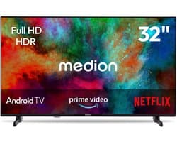 MEDION 80 cm 32" Full HD TV Android TV Smart TV HDR Prime Video PVR Bluetooth, MD832100