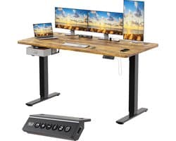 Devoko Elektrisch Zit-sta Bureau 160x80 cm – Stille Motor met Geheugenfunctie – Zit-alarm – Digitaal Display – 6 Knoppen Handbediening – USB Poort – Zit-sta Bureau – Bruin