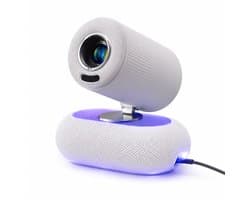 Full HD Smart Beamer - Voor iOS en Android - 1080P Mini Beamer tot 508 cm Projectieformaat - Mini Projector Bluetooth 5.4 & WiFi - Beamer Projector - Portable Mini Beamer Smartphone - Draagbare Beamer - Thuisbioscoop - Home Cinema - Wit - Silvergear