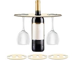 Houten wijn glas houders voor buiten, perfect voor picknicks, inclusief 8 glazen voor wijnliefhebbers om van hun wijn te genieten