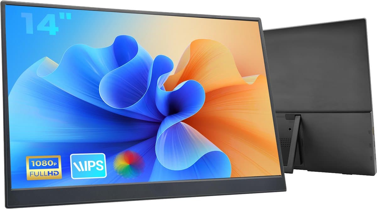 HDeye 14" Draagbare Monitor – 100% sRGB, 1920x1200 IPS, 400cd/m², Dual USB-C, Ultra-Slim 0,56kg – Voor Laptop & Telefoon — afbeelding 1