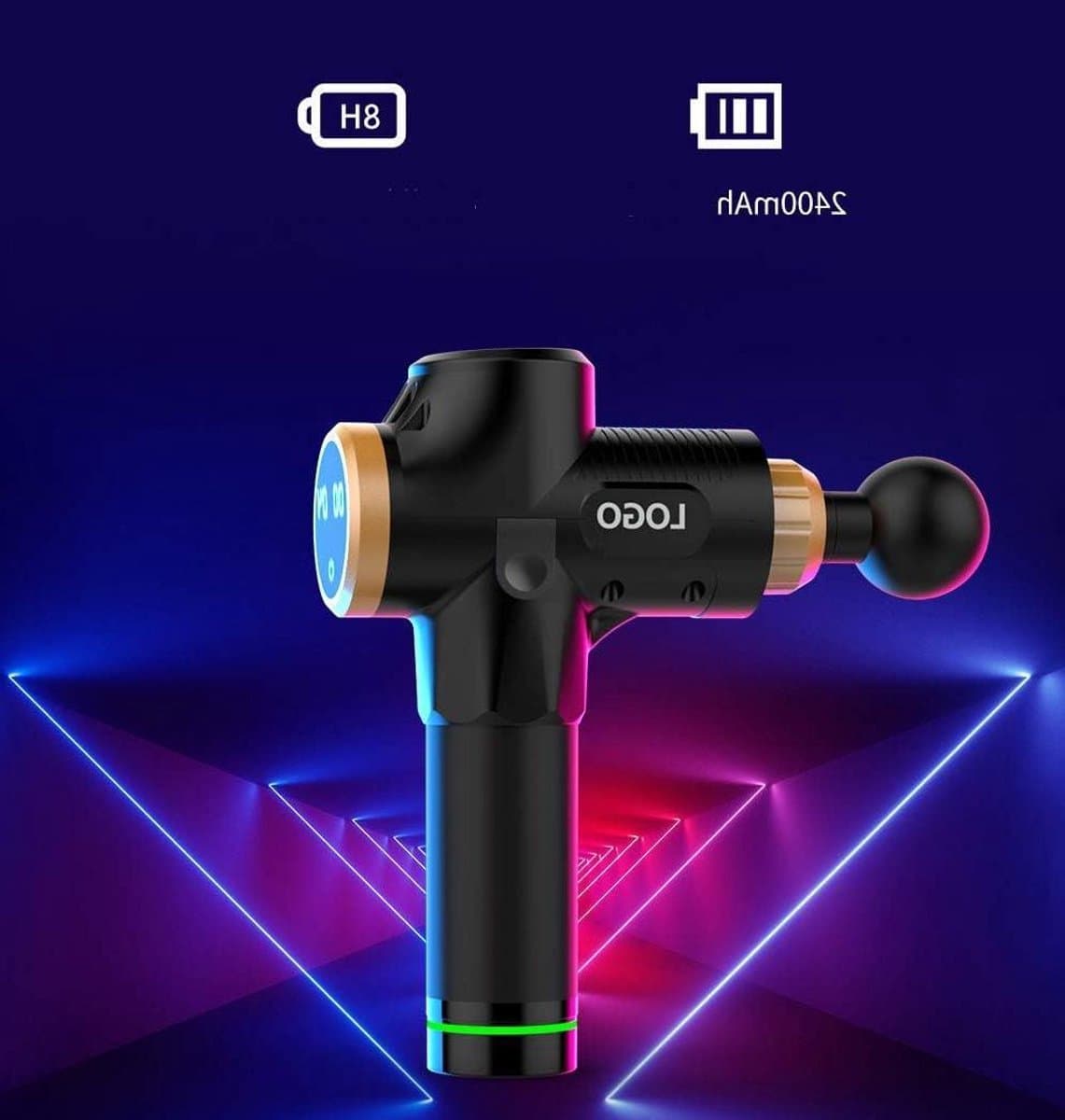 Massage Gun - Spier Stimulator - Spierherstel Bevorderen - 30 Snelheidsstanden - 2400 mAh Batterij - Zwart — afbeelding 1