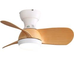 Plafondventilator Met Lamp - 3 ABS Bladen - Ø 23 inch - Dimbare lamp met 3 lichtstanden - Met Afstandsbediening - LED's Light - Wit