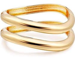 Set van 2 damesarmbanden van roestvrij staal in goud en zilver, elegante sieraden met stevige pasvorm, perfect als cadeau voor mama, vriendin of dochter