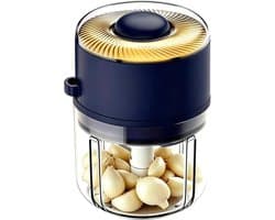 Elektrische Knoflookhakker - Mini Keukenmachine - Snel Ingrediënten Snijden - Zes Scherpe Messen - 350ml Capaciteit - Blauw