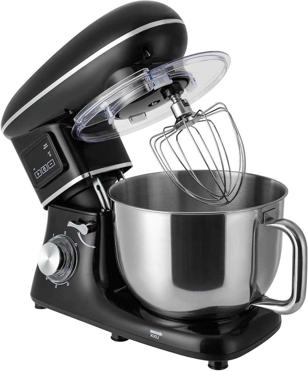 Keukenmixer 1500W - Handmixer Deegmixer - Thuis bakken - LCD display - 6.2 liter - Zwart — afbeelding 1